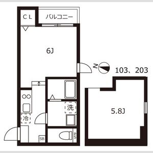 1K 間取り図