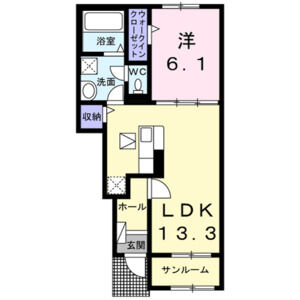 1LDK 間取り図