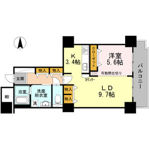 1LDK 間取り図