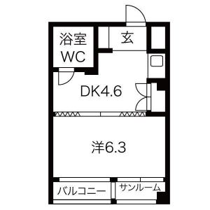 1DK 間取り図