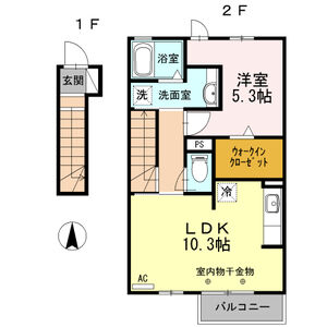 1LDK 間取り図