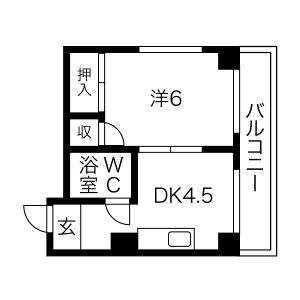 1DK 間取り図