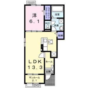 1LDK 間取り図