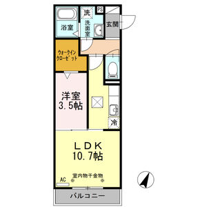 1LDK 間取り図