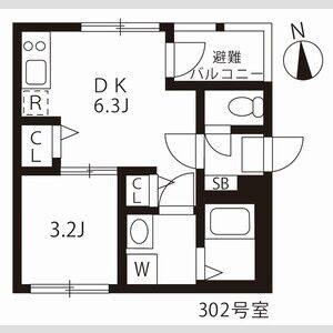 1DK 間取り図