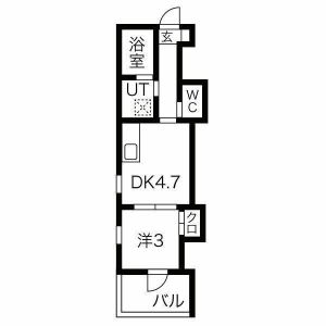 1DK 間取り図