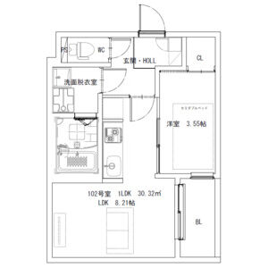 1LDK 間取り図