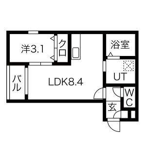 1LDK 間取り図