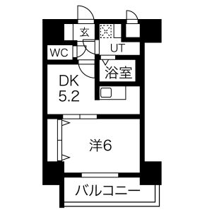 1DK 間取り図