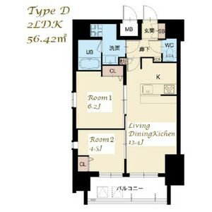 2LDK 間取り図