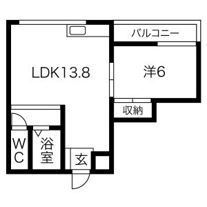 1LDK 間取り図