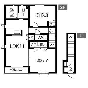 2LDK 間取り図