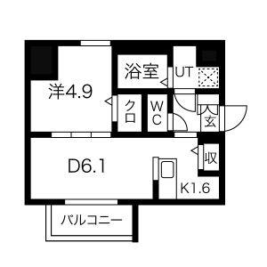 1K 間取り図