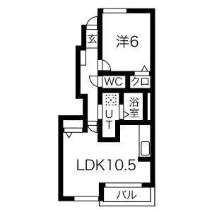 1LDK 間取り図