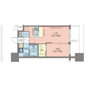 1LDK 間取り図