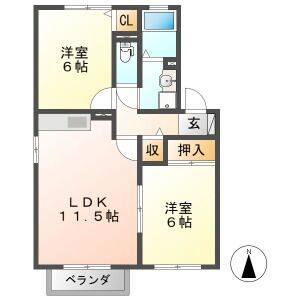 2LDK 間取り図