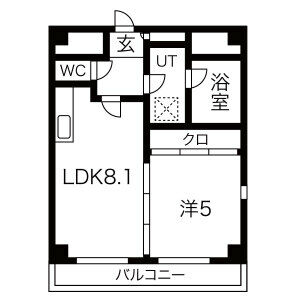 1LDK 間取り図