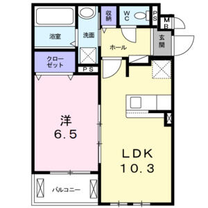1LDK 間取り図