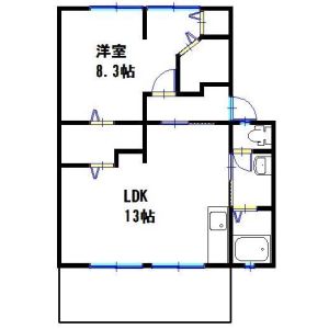 1LDK 間取り図