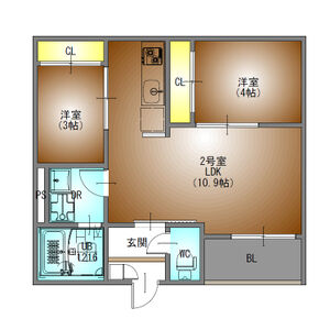 2LDK 間取り図