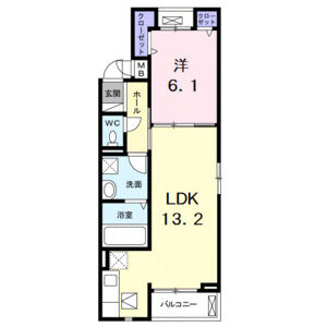 1LDK 間取り図