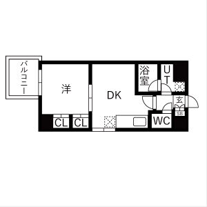 1DK 間取り図