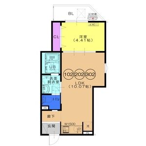 1LDK 間取り図