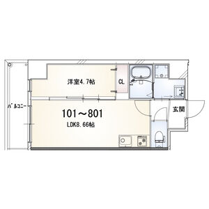 1K 間取り図
