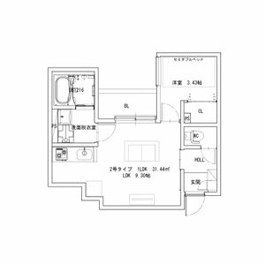 1LDK 間取り図