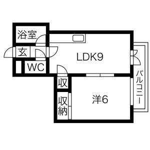 1LDK 間取り図