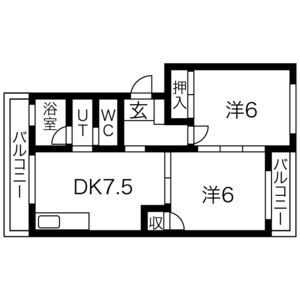 2DK 間取り図