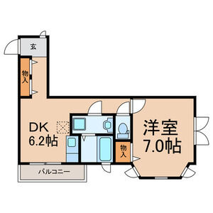 1DK 間取り図