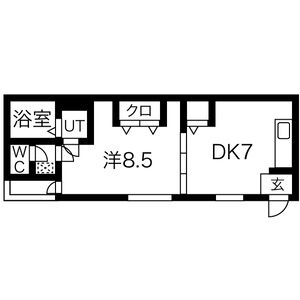 1DK 間取り図