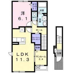 1LDK 間取り図