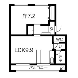 1LDK 間取り図