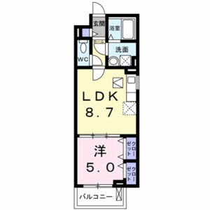 1LDK 間取り図