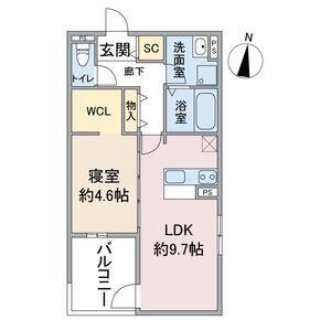 1LDK 間取り図