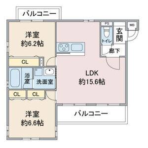2LDK 間取り図