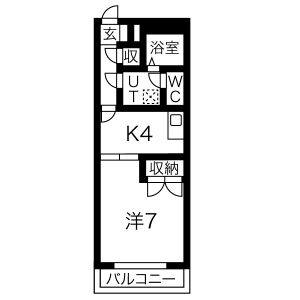 1DK 間取り図