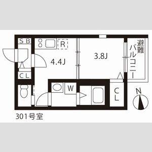 1DK 間取り図