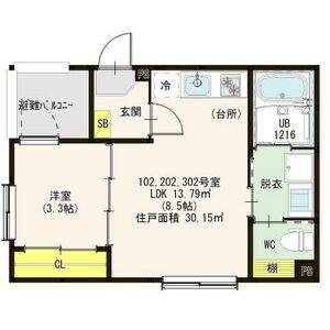 1LDK 間取り図