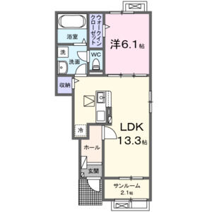 1LDK 間取り図