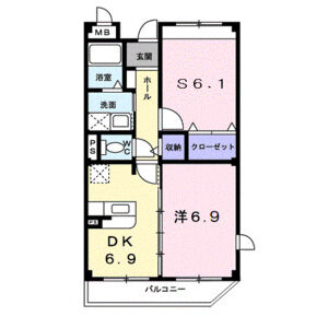 1DK 間取り図