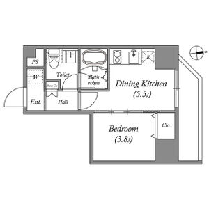 1DK 間取り図