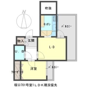 1LDK 間取り図