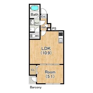 1LDK 間取り図