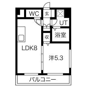 1LDK 間取り図