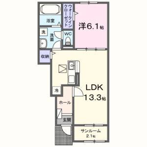1LDK 間取り図