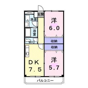 2DK 間取り図
