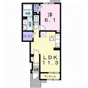 1LDK 間取り図